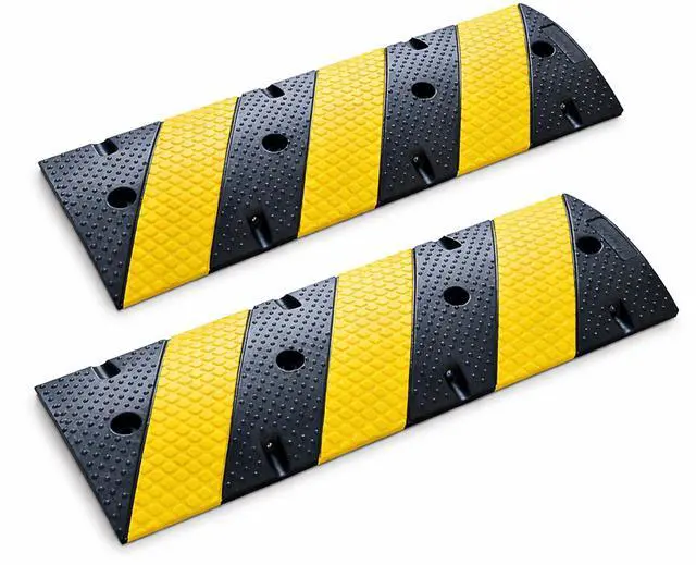 Main image of Rubber Speed Bumps for Driveway, 2 Pack 36" Speed Bump 2" High Heavy Duty Speed Humps for Road & Parking Lot, Interlocking Portable Speed Bump with Reflectors, Bolts & Cable Channel