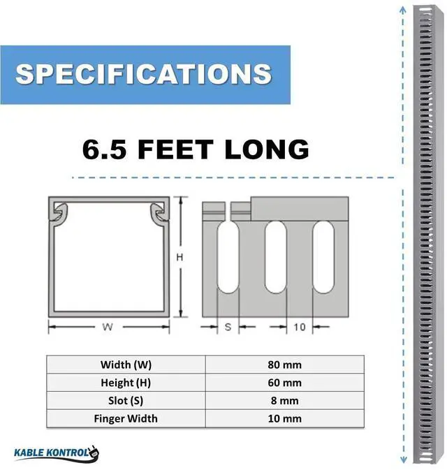 Alt view image 2 of 4 - Wire Duct Open Slot Cable Raceway - 3 Width x 2 Height - 6.5 feet Long - 8 Pcs/Pack Gray PVC Wiring Trough Wire Cover Cord Hider for Under Desk Industrial Cable Management