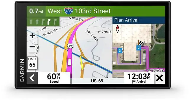 Main image of Garmin dzl OTR610, Large, Easy-to-Read 6' GPS Navigator, Custom Truck Routing, High-Resolution Birdseye Satellite Imagery, Directory of Truck & Trailer Services