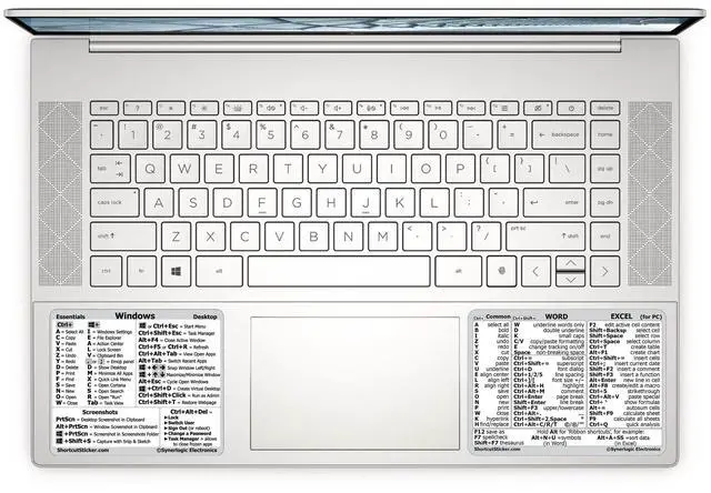 Main image of Windows + Word/Excel (for Windows) Quick Reference Guide Keyboard Shortcut Stickers, No-Residue Vinyl (White/Large/Combo/100sets)