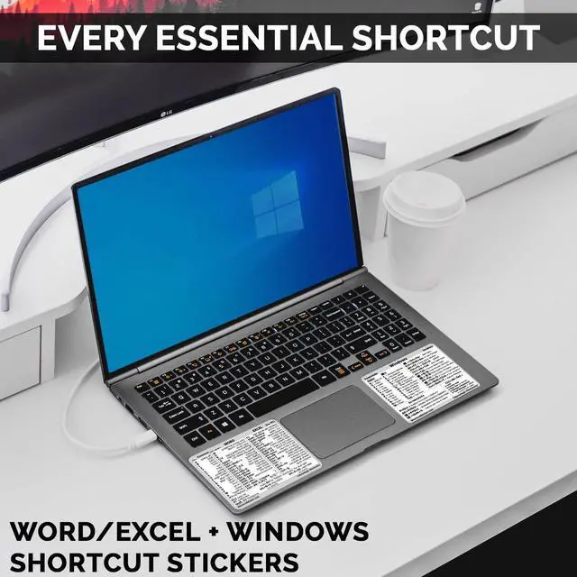 Alt view image 3 of 4 - Windows + Word/Excel (for Windows) Quick Reference Guide Keyboard Shortcut Stickers, No-Residue Vinyl (White/Large/Combo/100sets)