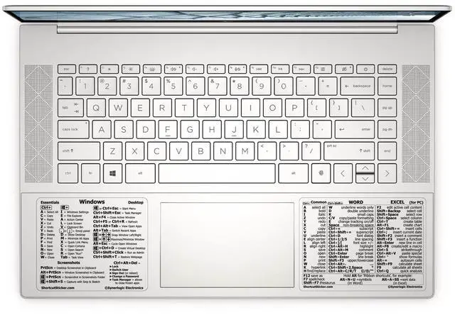 Main image of Windows + Word/Excel (for Windows) Quick Reference Guide Keyboard Shortcut Stickers, No-Residue Vinyl (Clear/Large/Combo/100sets)