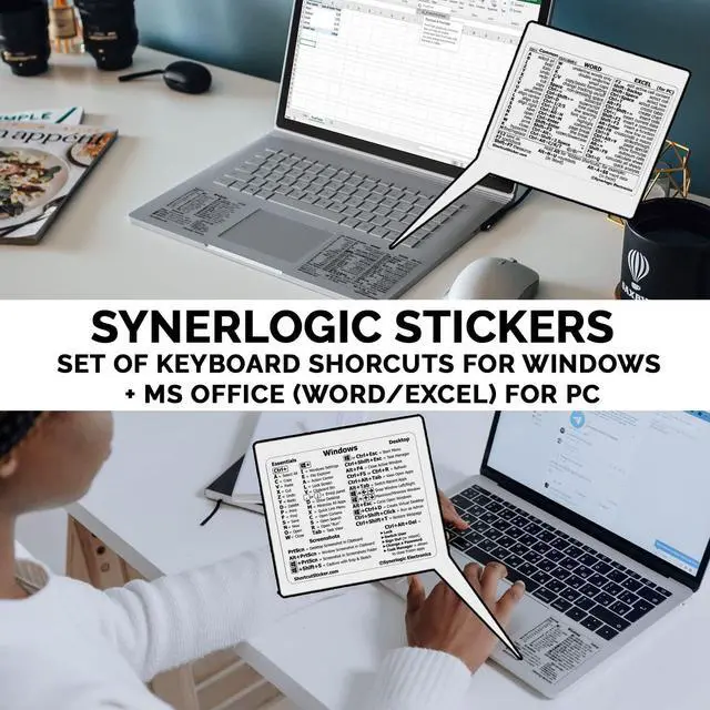 Alt view image 4 of 4 - Windows + Word/Excel (for Windows) Quick Reference Guide Keyboard Shortcut Stickers, No-Residue Vinyl (Clear/Large/Combo/100sets)