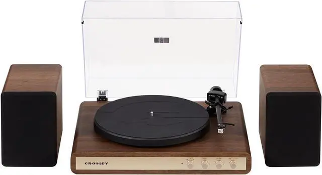 Main image of C65A-WAGL 2-Speed Vinyl Record Player Turntable with 50W Speakers, Moving Magnet Audio-Technica Cartridge, Bluetooth Receiver, Walnut