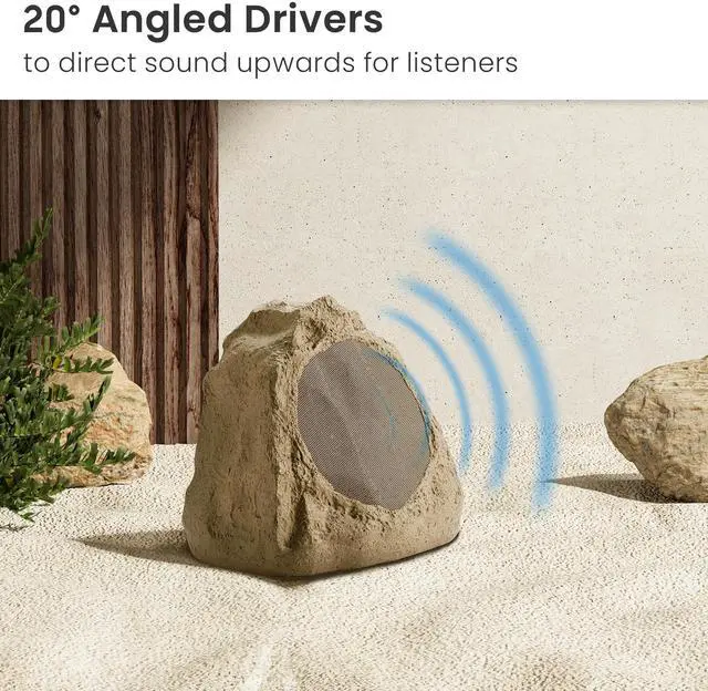 Alt view image 4 of 4 - 2R6S Outdoor Sandstone 6.5" Rock 2 Speaker Set for Deck Pool Spa Yard Garden