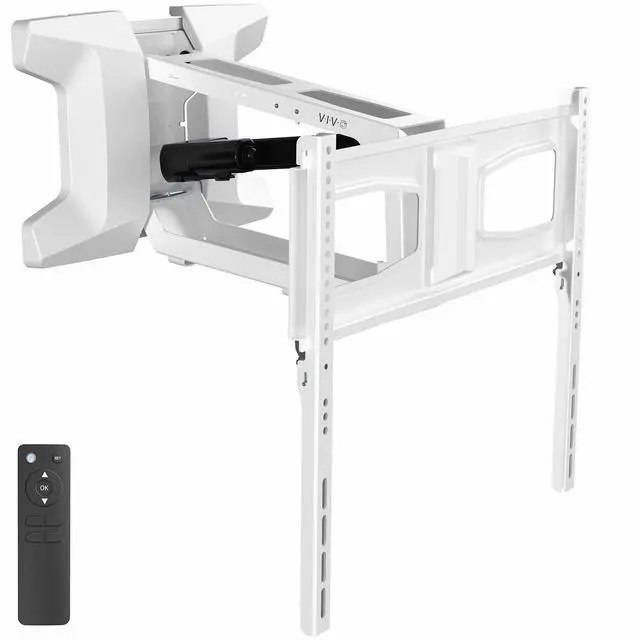 Main image of Motorized TV Wall Mount for 37 to 70 inch Screen up to 77 lbs, Above Fireplace Height Adjustable Electric Pull Down Mantel Bracket, White, MOUNT-E-M070R-W