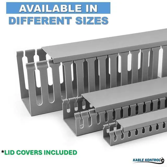 Alt view image 3 of 4 - Wire Duct Open Slot Cable Raceway - 1.3 Width x 1.3 Height - 6.5 feet Long - 12 Pcs/Pack Gray PVC Wiring Trough Wire Cover Cord Hider for Under Desk Industrial Cable Management