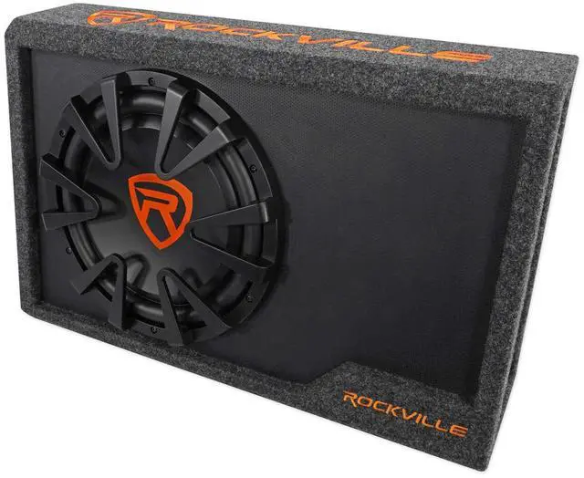 Alt view image 4 of 4 - RWS12CA 1200W 12" Amplified Powered Car Subwoofer Enclosure, 4 Ohm, Slim Design, Built-in Amplifier, Remote Bass Control, for Cars, Trucks & SUVs