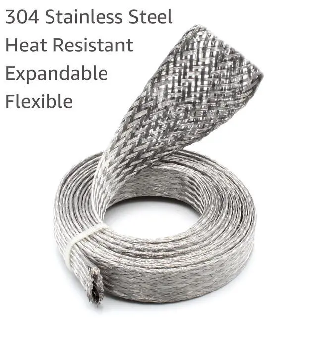 Alt view image 3 of 4 - 1.75" Stainless Steel Braided Sleeving 304SS Metal Flexible Expandable Mesh Sleeve - 25 Feet