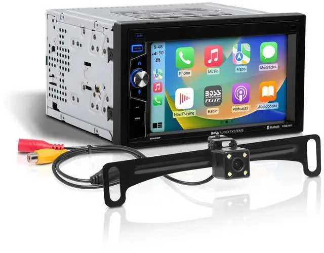 Main image of Elite Series BE62CP-C Car Stereo - Apple CarPlay, 6.2 Inch Double Din, Touchscreen, Bluetooth Audio and Calling Head Unit, Radio Receiver, No CD DVD Player, Backup Camera
