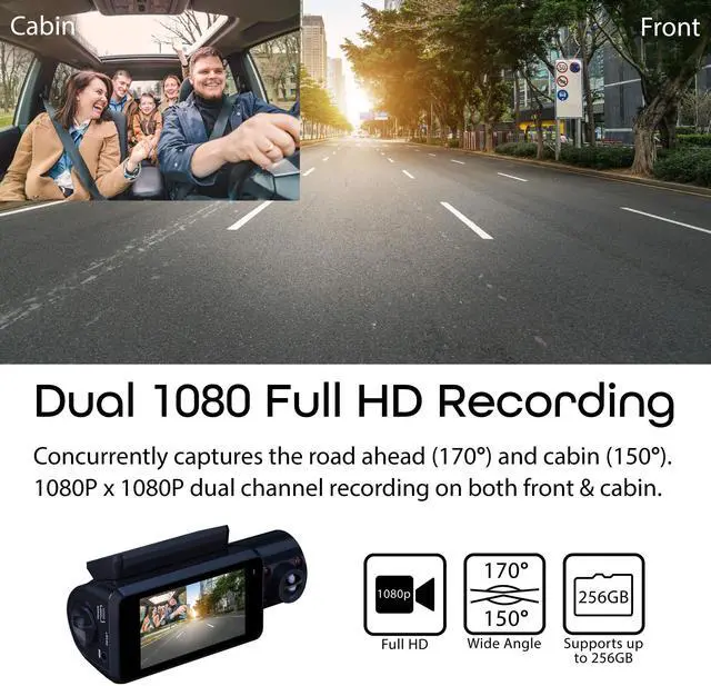 Alt view image 4 of 4 - V3 Dual Camera Front and Inside Cabin Full HD 1080p with WiFi and Built-in GPS