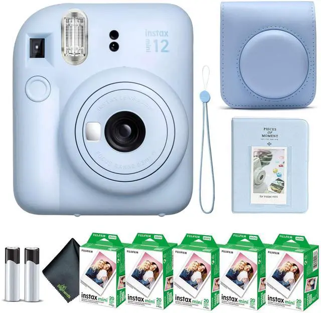Main image of Instax Mini 12 Instant Camera Pastel Blue Bundle with Fuji Instax Mini Film Value Pack (100 Sheets) + Protective Carrying Case + Photo Album + Microfiber Cleaning Cloth