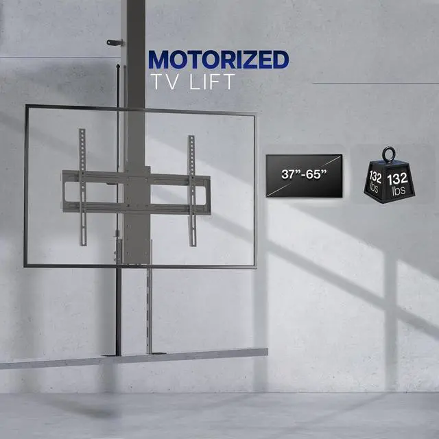 Alt view image 4 of 4 - Motorized Drop Down Ceiling TV Mount for 37 to 65 inch Screens, Vertical Electric Television Bracket with Remote Control, Compact Design for Enclosures, Holds 132 lbs, Black, MOUNT-E-DN65