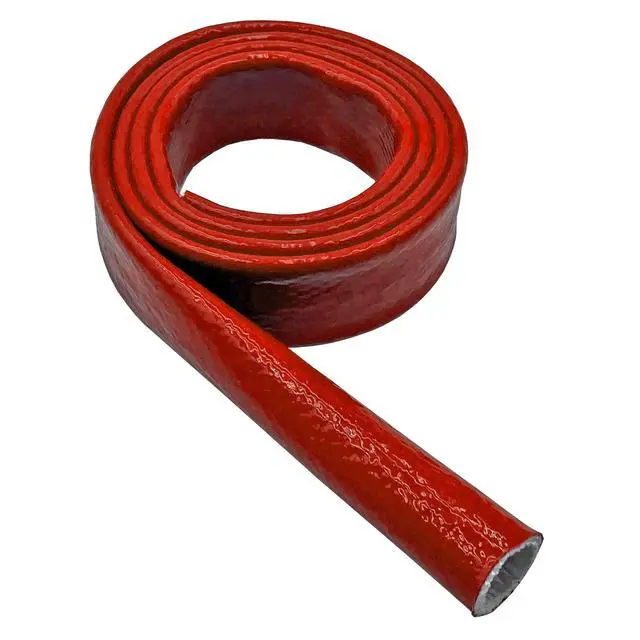 Alt view image 3 of 4 - 5" Thermo Armor Silicone Coated Fiberglass Fire Sleeve - 5 Feet - Red/Orange