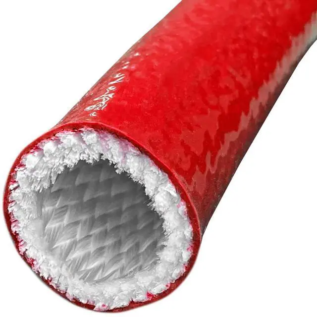 Alt view image 4 of 4 - 5" Thermo Armor Silicone Coated Fiberglass Fire Sleeve - 5 Feet - Red/Orange
