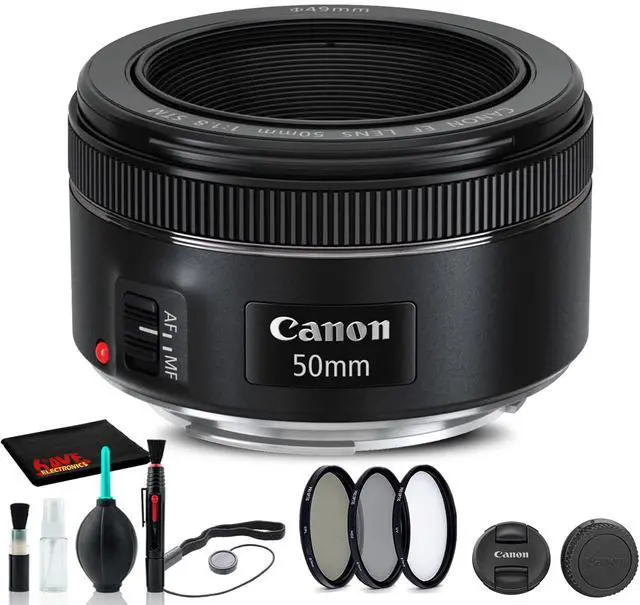 Main image of EF 50mm f/1.8 STM Lens (0570C002) + Filter Kit + Cap Keeper + Cleaning Kit + More