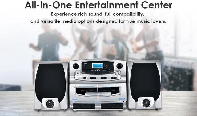 Alt view image 2 of 4 - SC-2121BT Bluetooth Entertainment Audio System, Bluetooth 5.0, op Loading MP3/CD Player, AM/FM Radio, USB Input, Double Cassette Recorder, High-Performance Detachable Speakers, AC/DC