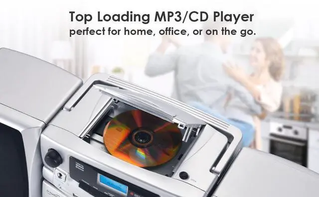 Alt view image 3 of 4 - SC-2121BT Bluetooth Entertainment Audio System, Bluetooth 5.0, op Loading MP3/CD Player, AM/FM Radio, USB Input, Double Cassette Recorder, High-Performance Detachable Speakers, AC/DC