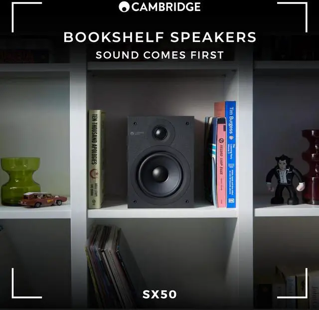 Alt view image 2 of 6 - SX-50 Bookshelf Speaker | 100 Watt Home Theater Compact Speaker Pair (Matte Black)