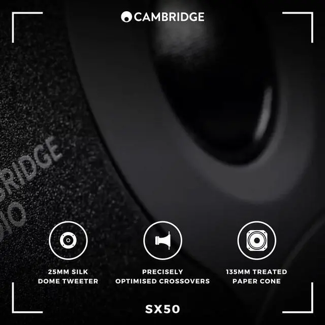 Alt view image 3 of 6 - SX-50 Bookshelf Speaker | 100 Watt Home Theater Compact Speaker Pair (Matte Black)