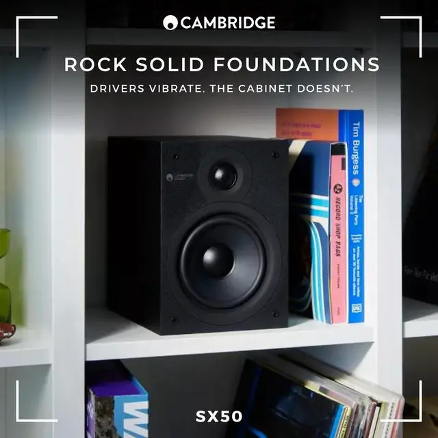 Alt view image 6 of 6 - SX-50 Bookshelf Speaker | 100 Watt Home Theater Compact Speaker Pair (Matte Black)
