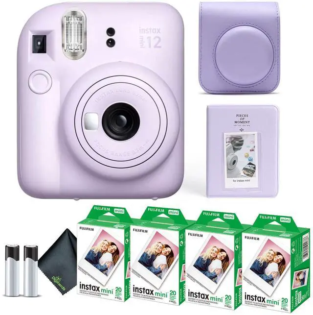 Main image of Instax Mini 12 Instant Camera Lilac Purple Bundle with Fuji Instax Mini Film Value Pack (80 Sheets) + Protective Carrying Case + Photo Album + Microfiber Cleaning Cloth