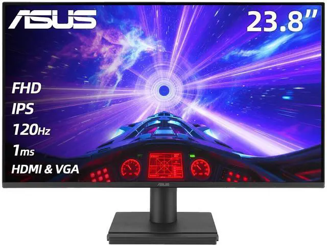 Main image of 24" FHD Gaming Office Monitor, 120Hz, 1ms, Eye Care Monitor - IPS, 99% sRGB, Frameless, Adaptive-Sync, HDMI, VGA, Low Blue Light, Flicker Free, Tilt Adjustment, Wall Mountable, Black