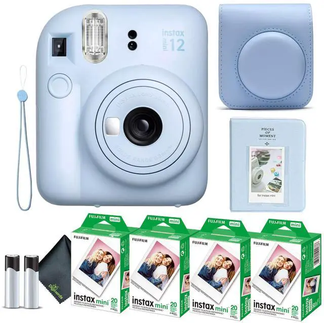 Main image of Instax Mini 12 Instant Camera Pastel Blue Bundle with Fuji Instax Mini Film Value Pack (80 Sheets) + Protective Carrying Case + Photo Album + Microfiber Cleaning Cloth