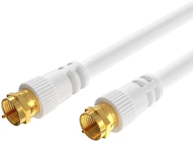 Main image of Pack of 10 x Coaxial Cables 100FT White Coax RG6 Male F Type Extension Wire Digital Audio Video for Indoor and Outdoor Satellite Dish Cable TV Antenna