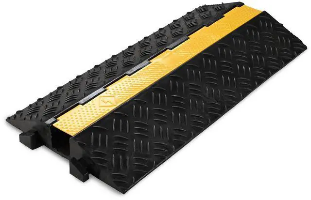 Main image of Cable Ramp Protector 1 Channel Garden Hose Protecitive 44000 Lbs Load Capacity Heavy Duty, 39.37"x22.83"x4.72" Speed Bump for Road, Driveway, Walkway and Commercial Use
