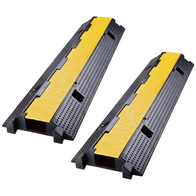 Main image of Cable Ramp Protector 1 Channel Garden Hose Protecitive 22000 Lbs Load Capacity Heavy Duty Speed Bump for Road Driveway Walkway, 2 Packs