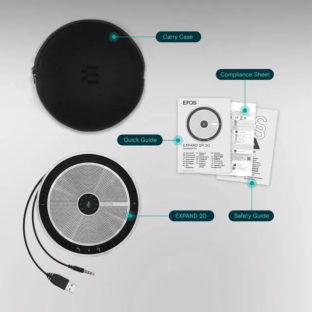 Alt view image 4 of 4 - Sennheiser Enterprise Solution SP 20 ML 506050 Sound-Enhanced, User Friendly Mobile Speaker Phone For Desk Mobile Phone Softphone PC Connection Skype for Business Certified, Silver, EXPAND SP 20