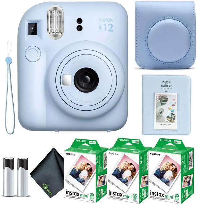 Main image of Instax Mini 12 Instant Camera Pastel Blue Bundle with Fuji Instax Mini Film Value Pack (60 Sheets) + Protective Carrying Case + Photo Album + Microfiber Cleaning Cloth