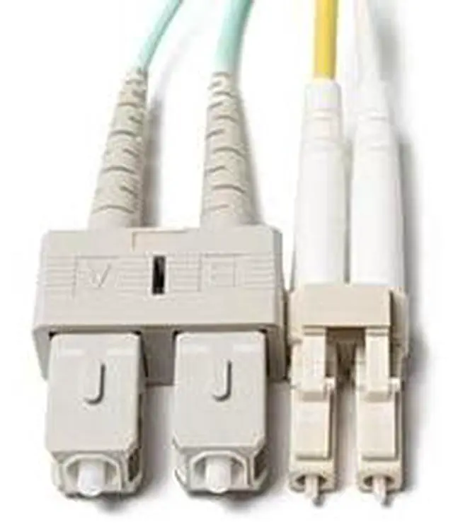 Alt view image 2 of 4 - 65M OM4 LC SC Fiber Optic Cable | Bend Insensitive Plenum 100G Duplex 50/125 LC to SC Multimode Jumper 65 Meter (213.25ft) | Length Options: 1M-300M | Made in USA | ofnp sc-lc Aqua