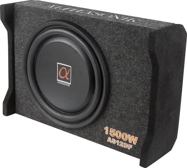 Main image of AS12DF 12" 1500 Watts 4-Ohm Down Fire Shallow Mount Flat Enclosed Sub woofer for Tight Spaces in Cars and Trucks, Slim Thin Loaded Subwoofer Air Tight Sealed Bass Enclosure