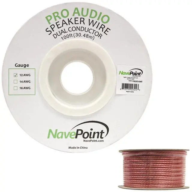 Alt view image 2 of 2 - 100ft in Wall Audio Speaker Cable Wire CL2 12/2 AWG Gauge 2 Conductor Bulk Clear