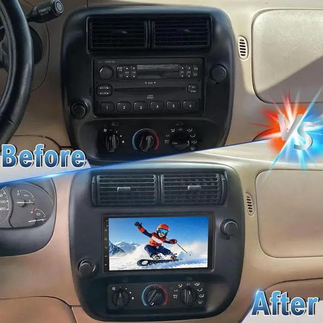Alt view image 3 of 4 - Android 14 Double Din Car Stereo Radio for Ford Ranger 1998-2006, 2G+32G 7" Touchscreen Car Radio w/Wireless Carplay Android Auto GPS WiFi Bluetooth RDS DSP SWC Mic Backup Camera