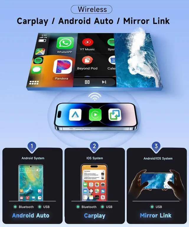 Alt view image 4 of 4 - Android 14 Double Din Car Stereo Radio for Ford Ranger 1998-2006, 2G+32G 7" Touchscreen Car Radio w/Wireless Carplay Android Auto GPS WiFi Bluetooth RDS DSP SWC Mic Backup Camera