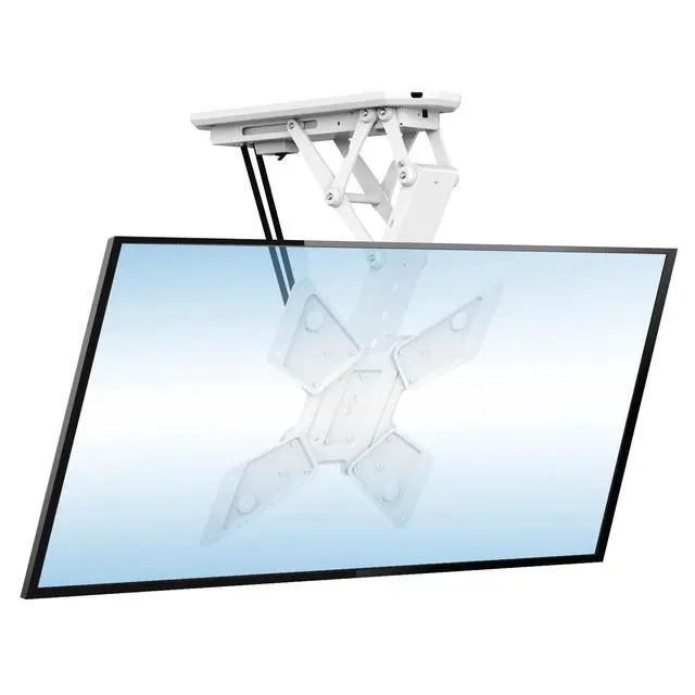 Alt view image 2 of 4 - Motorized Ceiling TV Mount with Remote, Electric Flip Down Fold Up Pitched Roof Mount Fits 32, 37, 40, 47, 50 and 55 Inch Flat Screen TVs and Monitors, White