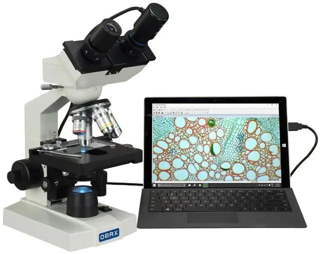 Main image of 40X-2500X Lab Binocular Compound LED Microscope with Double Layer Mechanical Stage and Digital Camera M82EZ-C02