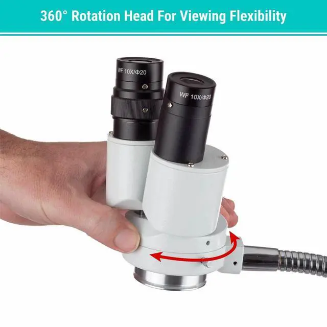 Alt view image 4 of 4 - 8X Magnification Binocular Stereo Microscope w/ 360 Revolve - Dental, Lab, Electronic Repair, Soldering, Shop Gooseneck Illuminator - SE508