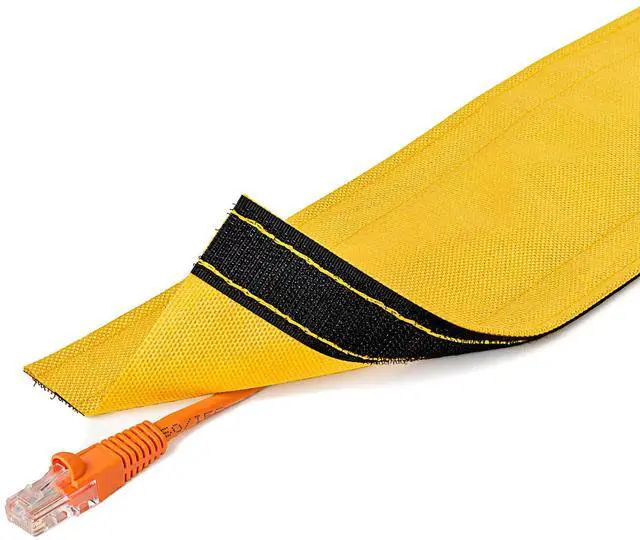 Main image of 3" Wide Dura Race Carpet Cord Cover Cable Protector Hook and Loop Wire Concealer - 100 Feet - Yellow