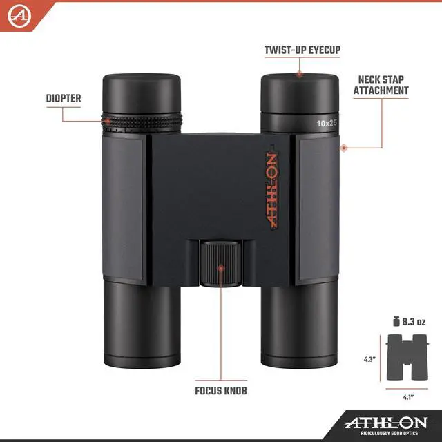 Alt view image 2 of 4 - 10x25 Midas G2 UHD Black Binoculars with Eye Relief for Adults and Kids, High-Powered Binoculars for Hunting, Birdwatching, and More