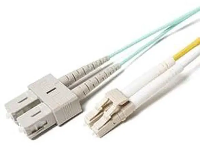 Main image of 55M OM4 LC SC Fiber Optic Cable | Bend Insensitive Plenum 100G Duplex 50/125 LC to SC Multimode Jumper 55 Meter (180.44ft) | Length Options: 1M-300M | Made in USA | ofnp sc-lc Aqua