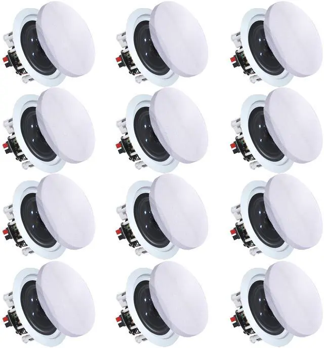 Main image of Set of 12 5.25 Inch 8 Ohm 175 Watts Ceiling Speakers, Flush Mount in-Wall in-Ceiling 2-Way Mid Bass Woofer Speakers with Titanium Dome Tweeter - Perfect for Home, Office