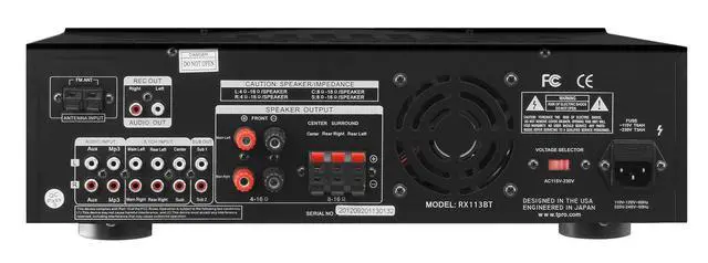 Alt view image 3 of 5 - RX113BT 1500w Bluetooth Home Receiver Amplifier Amp w/ 10 Band EQ