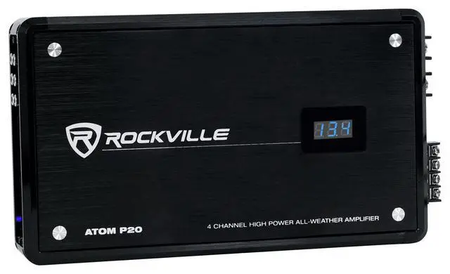 Alt view image 3 of 4 - Atom P20 Bundle: Marine ATV Car Bluetooth Amplifier 1600 Watt Peak / 440 Watt RMS 4 Channel with Volt Meter, RWK42 4 Gauge Amp Wiring Kit, 2-Items