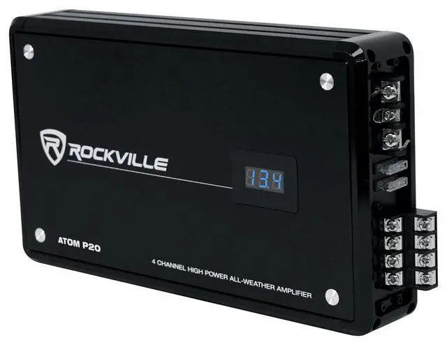 Alt view image 4 of 4 - Atom P20 Bundle: Marine ATV Car Bluetooth Amplifier 1600 Watt Peak / 440 Watt RMS 4 Channel with Volt Meter, RWK42 4 Gauge Amp Wiring Kit, 2-Items