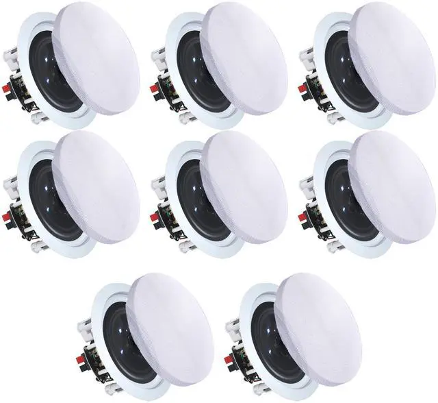Main image of Set of 8 5.25 Inch 8 Ohm 175 Watts Ceiling Speakers, Flush Mount in-Wall in-Ceiling 2-Way Mid Bass Woofer Speakers with Titanium Dome Tweeter - Perfect for Home, Office
