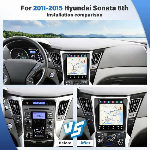 Alt view image 3 of 4 - Upgraded 9.7" Double Din Car Stereo for Hyundai Sonata 2011-2015 Wireless CarPlay/Android Auto,GPS Navigation,AHD Backup Camera & Steering Wheel Control 2GB+32GB,FM Radio,Bluetooth Plug & Play